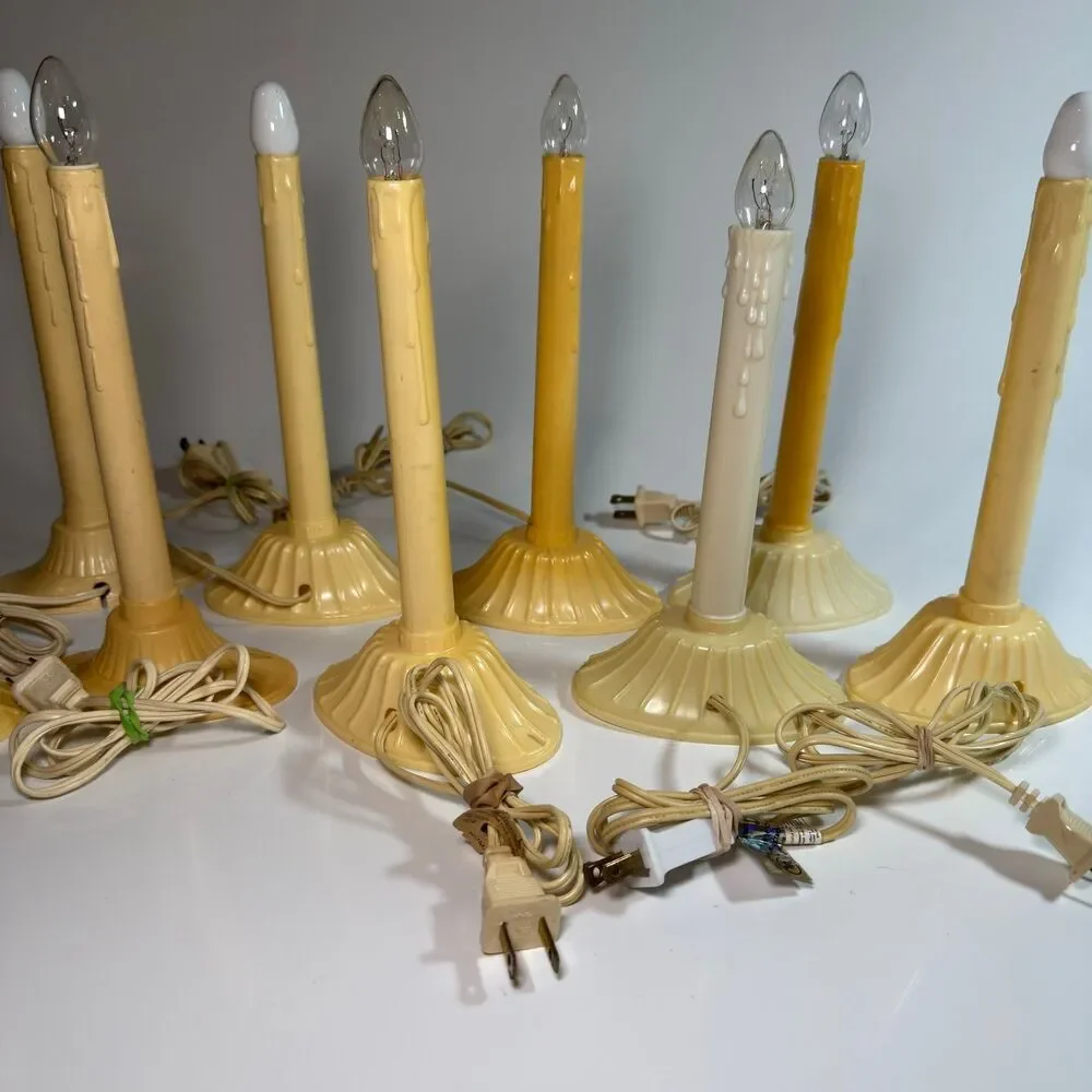Vintage Holiday Christmas Electric Window Candles Plastic Wax Drip TESTED LOT 9